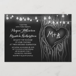 Invitación boda romántico de las luces de cadena de pizarra