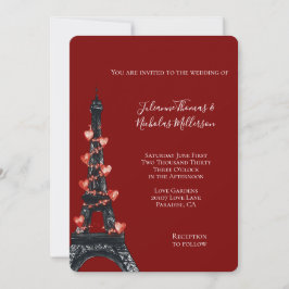 Invitación Boda Romántico de los corazones rojos de la Torre 
