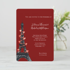 Invitación Boda Romántico de los corazones rojos de la Torre