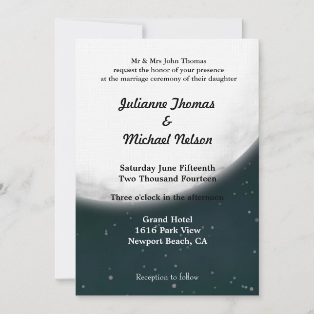 Invitación Boda Romántico de Luna Llena (Anverso)