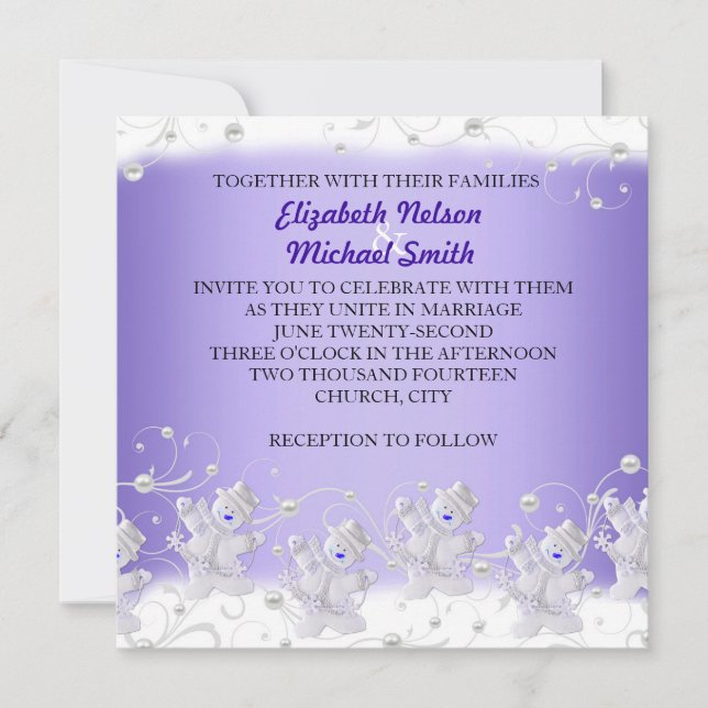 Invitación Boda romántico de nieve azul (Anverso)