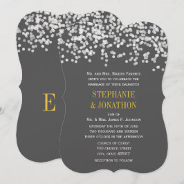 Invitación Boda romántico de noche estrellado gris y amarillo