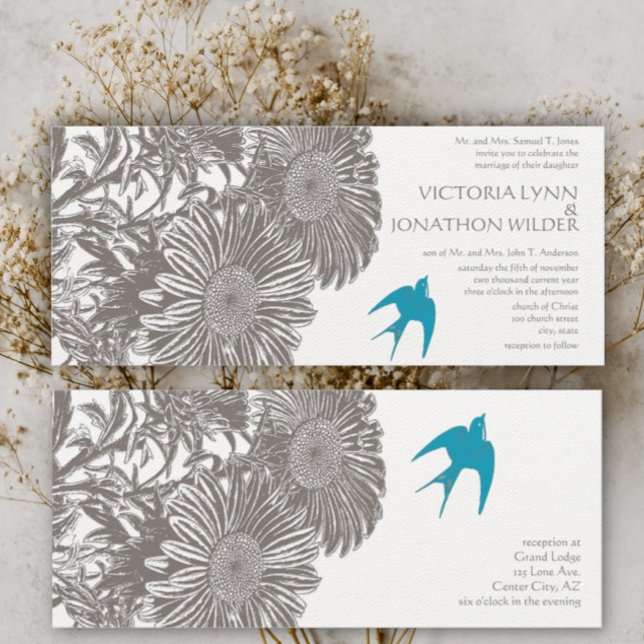 Invitación Boda romántico de pájaro de amor de la floral vint (Subido por el creador)