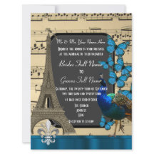 Boda Romántico de París, pavo real y mariposas