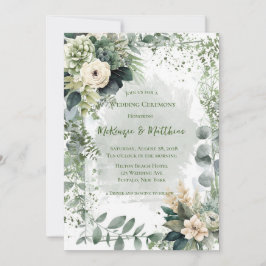 Invitación Boda Romántico de Peonía Verde Beige