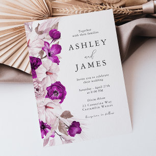 Invitación Boda Romántico de Pluma y Acuarela Rubor