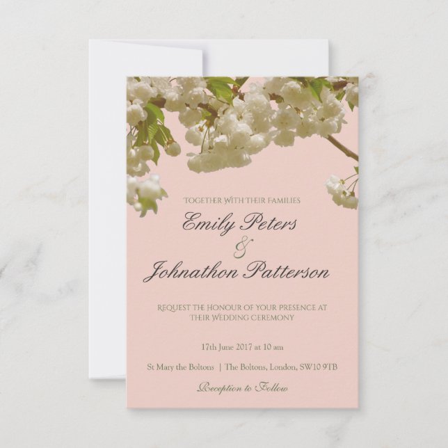 Invitación Boda Romántico de Primavera de verano de cerezo de (Anverso)