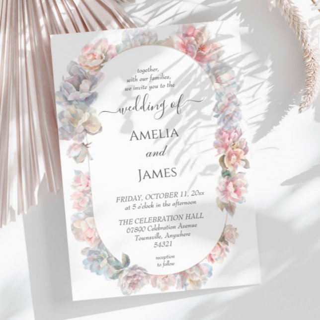 Invitación Boda romántico de Rubor Peony Floral (Subido por el creador)
