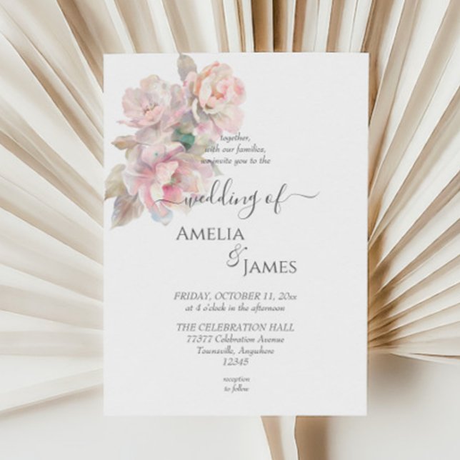 Invitación Boda romántico de Rubor Peony Floral (Subido por el creador)