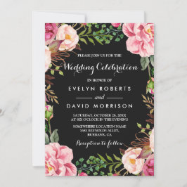 Invitación Boda Romántico de Wreath Floral Rosa