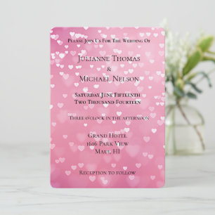 Invitación Boda romántico del corazón blanco rosado