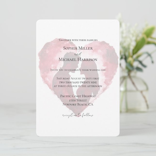 Invitación Boda romántico del corazón del amor (Anverso de pie)