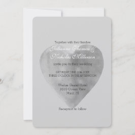 Invitación Boda romántico del corazón gris plateado