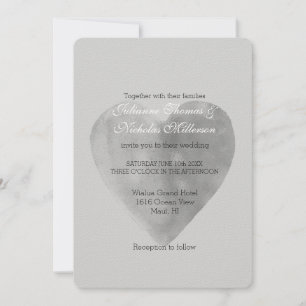 Invitación Boda romántico del corazón gris plateado