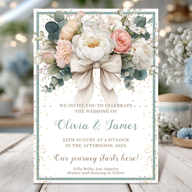 Invitación Boda Romántico Elegante de Floral Bow (Subido por el creador)
