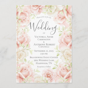 Invitación Boda romántico elegante floral rosa de Rubor