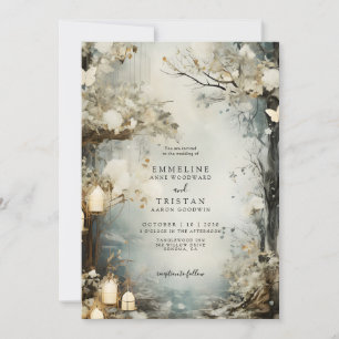 Invitación Boda romántico encantado de velas forestales