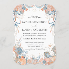 Invitación boda romántico floral azul