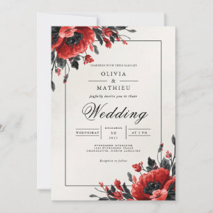 Invitación Boda romántico floral de Crimson negrita