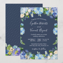 Invitación Boda romántico floral de Navy Blue Hydrangeas