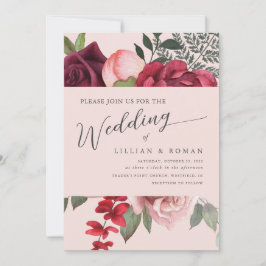 Invitación Boda romántico floral de novias Bouquet rosa