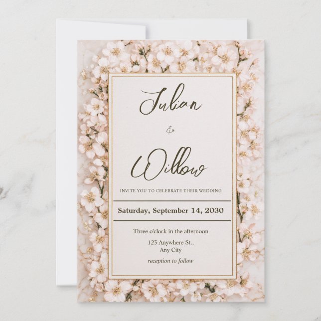 Invitación Boda romántico floral de Rubor Blossom (Anverso)