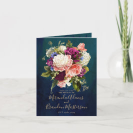 Invitación Boda romántico floral esmeralda verde oro