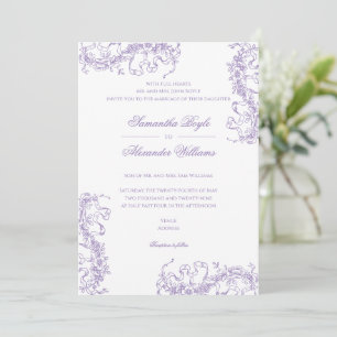 Invitación Boda Romántico Floral Francés Rococo Lavender