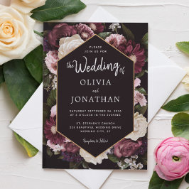 Invitación Boda romántico floral oscuro