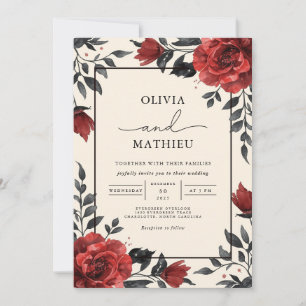 Invitación Boda romántico floral profunda