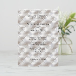 Invitación Boda Romántico Glam White Faux Leather