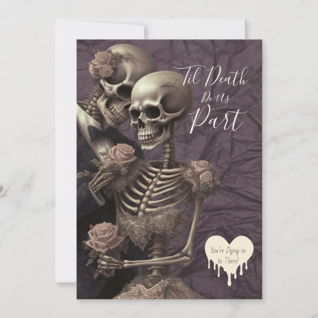 Invitación Boda Romántico Gótico Skeleton | Muerte de ’hasta  (Anverso)