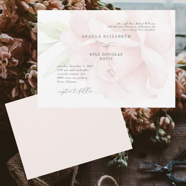 Invitación Boda romántico horizontal de Rosa Rubor (Subido por el creador)
