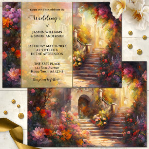 Invitación Boda romántico italiano de arte floral