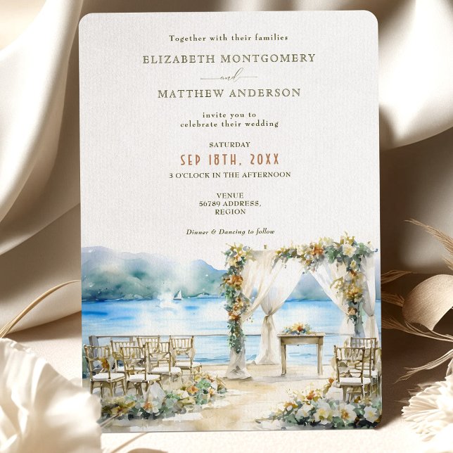 Invitación Boda Romántico Lakefront Ceremony Watercolor (Subido por el creador)