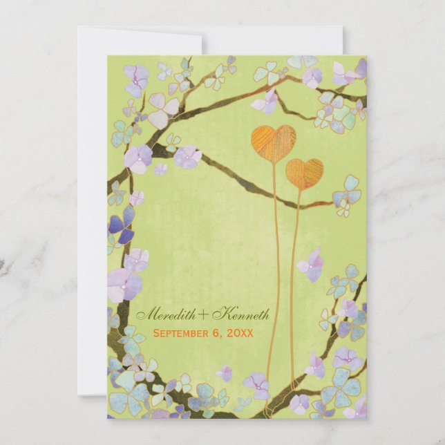 Invitación Boda Romántico Lime Green (Anverso)