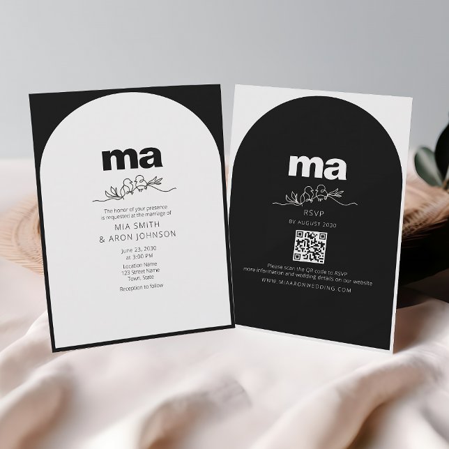Invitación Boda romántico mínimo negro y blanco (Subido por el creador)