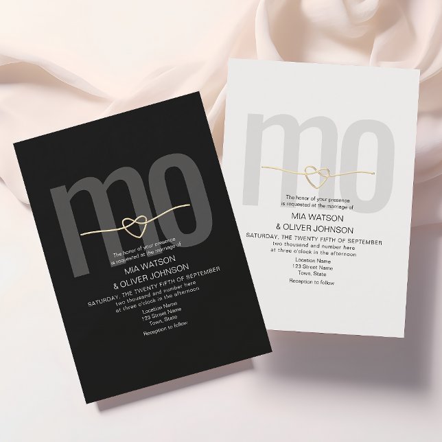 Invitación Boda romántico moderno negro y blanco (Subido por el creador)