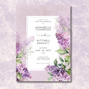 Invitación Boda Romántico Morado y Sage Lilacs