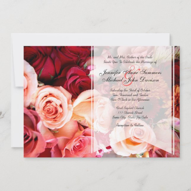 Invitación Boda Romántico Rosa (Anverso)