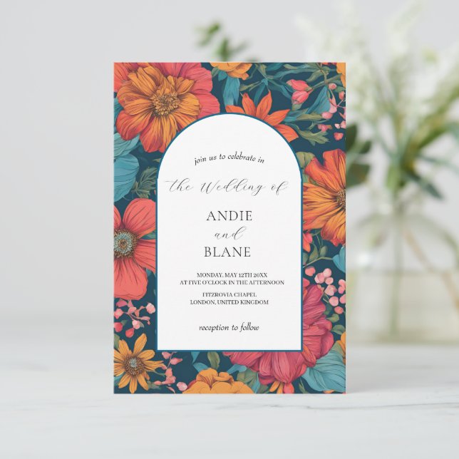 Invitación Boda Romántico Rosa Vintage (Anverso de pie)
