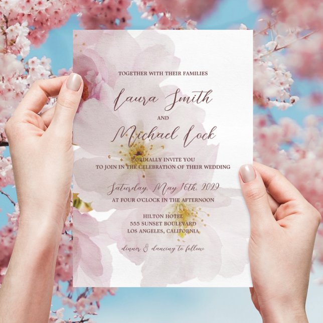 Invitación Boda romántico Rubor de flores de cerezo rosado (Subido por el creador)