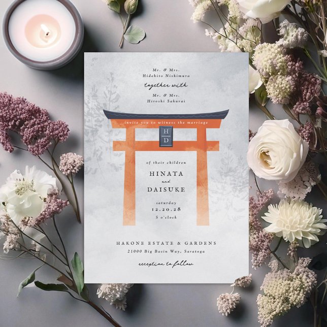 Invitación Boda romántico Torii Gate japonés de niebla (Subido por el creador)