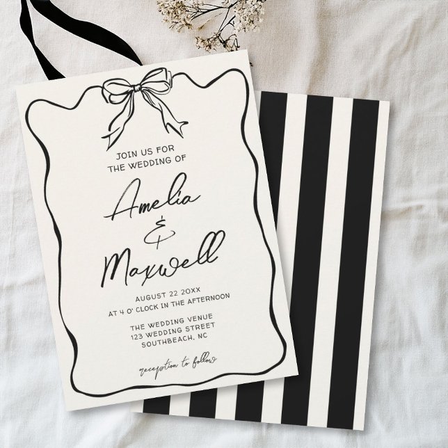 Invitación Boda romántico trendy de cinta de cinta de mano (Subido por el creador)