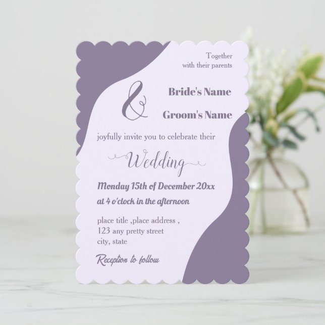 Invitación Boda romántico y elegante (Anverso de pie)