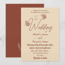 Invitación Boda romántico y elegante de mariposas de terracot