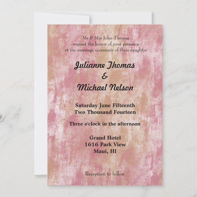 Invitación Boda rosa (Anverso)