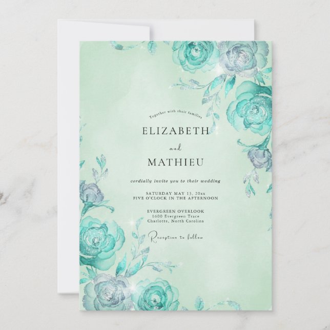 Invitación Boda Rosa Agua Menta (Anverso)
