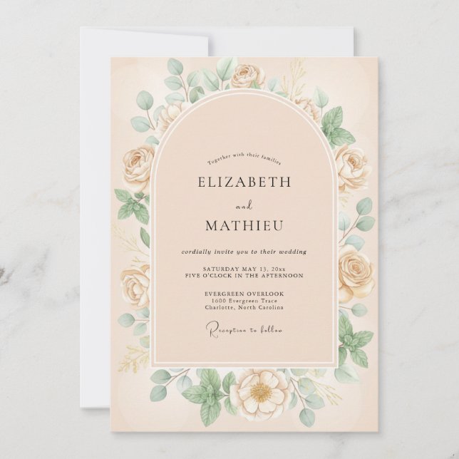Invitación Boda Rosa Albaricoque Champán (Anverso)