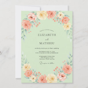 Invitación Boda Rosa Albaricoque Espuma de Mar